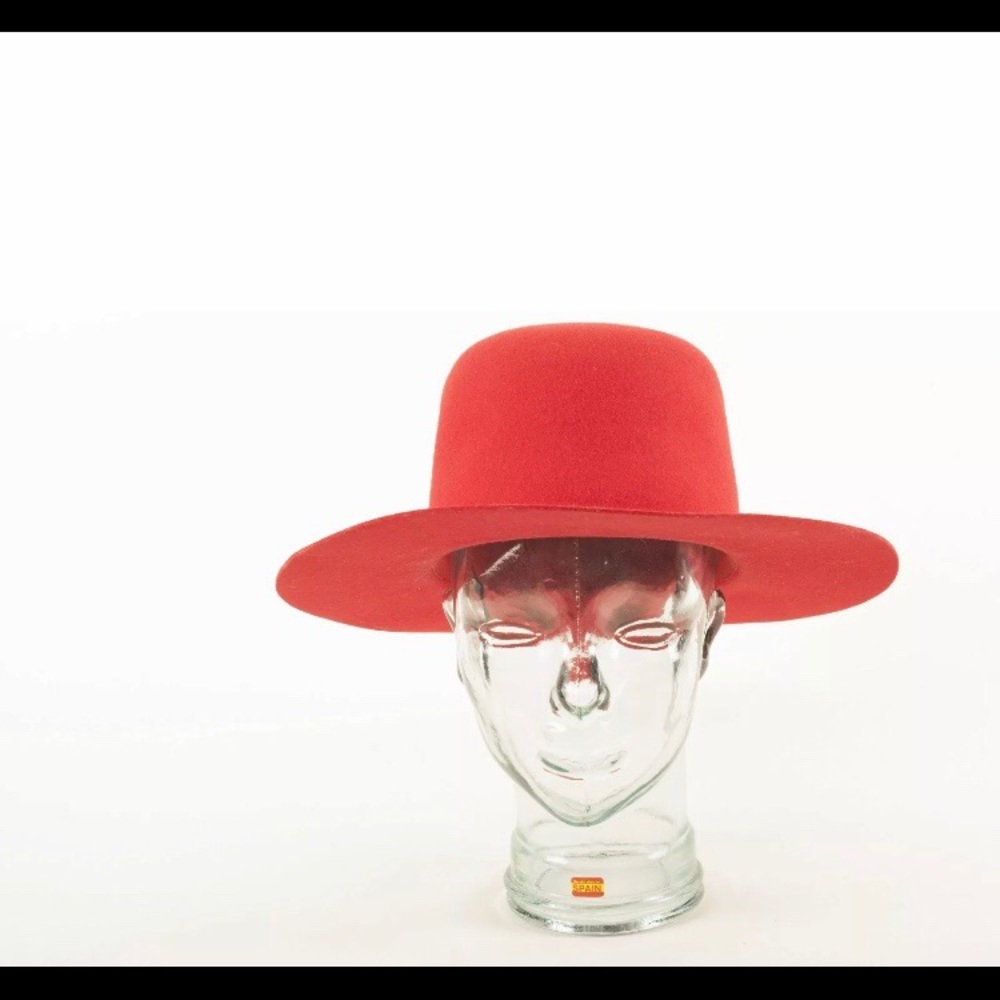 Vintage 1980s Giorgio Armani Red wool fedora hat - Picture 2 of 3